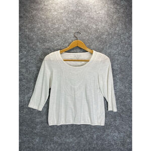 Chicos Women’s Top Size 1 US Medium 8 White Embossed Lace Blouse Shirt